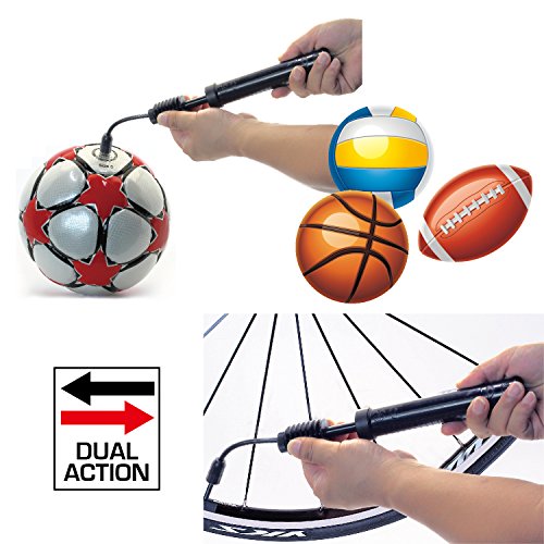 PROHAPI Dual Action Ball Pump with 8 Steel Pump Needles, 9.4 Inches Hand Air Pump for Fast Inflating for Balls- Best for Soccer, Basketball and Other Inflatable Sports Balls, 2 Pack