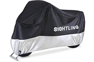 Motorcycle Cover, SIGHTLING All Season 210D Waterproof Motorbike Covers with Lock Holes, Fits up to 96.5" Motors, for Honda, Yamaha, Suzuki, Harley,96.5 x 41x 50 inch
