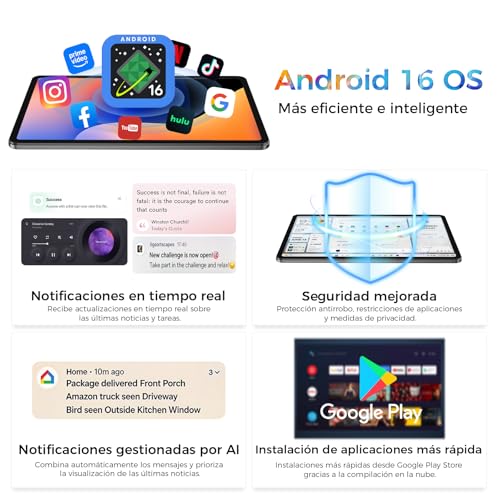 RebotAi Android 16 Tablet, 13.4 Inch Large Tablet with Octa-Core Processor, 32GB RAM + 256GB ROM, 10000mAh Battery, 1920x1200 IPS, 2.4/5Ghz Dual WiFi/5+8MP/GPS/Gemini AI/Widevine L1