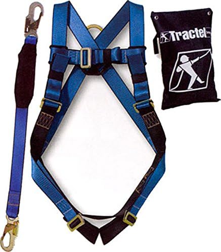 Spidergard Safety Fall Protection Kit, Full Body Harness, with 6' Shock-absorbing Lanyard with 3/4" Snap Hook (Universal size -up to 42" waist)