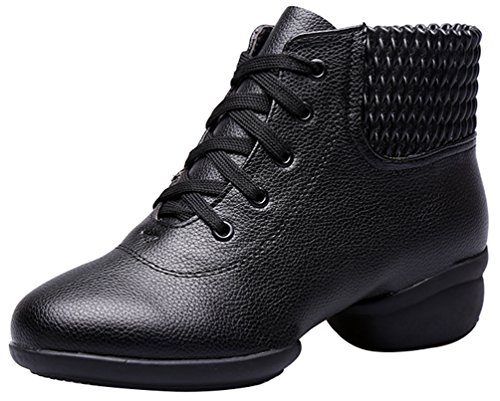 Abby 1807 Womens Split Sole Jazz Closed Toe Mid Top Mid Heel Rumba Modern Dance Shoes Black M US 9