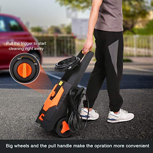 mrliance 3500PSI Electric Pressure Washer, 2.0GPM Electric Power Washer High Pressure Washer with Spray Gun, Brush, and 4 Quick-Connect Spray Tip (Orange)