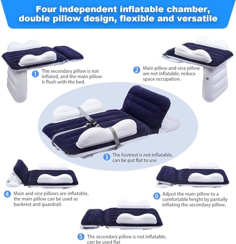Bestbless Inflatable Airplane Bed for Toddler, Portable Baby plane Bed for Travel, Plane Extender for Kids with Hand Pump, Seat Belt and Carry Bag, Toddler Seat Extender for Car, Airplane (Blue)