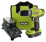 Ryobi P1811 One+ Compact Drill / Driver Kit (5 Piece Bundle: 1x P208 Drill / Driver Power Tool, 2x P102 18 Volt Battery, 1x P118 18 Volt Battery Charger, 1x Lime Green Ryobi Tool Bag)