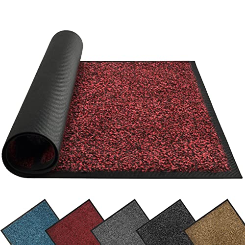 Mibao Fußmatte für Innen & Außen, 90x120cm Rot Fußmatten, Dauerhaft Waschbar Fussmatte, Schmutzfangmatte rutschfest für Eingangsbereich, Türmatte mit