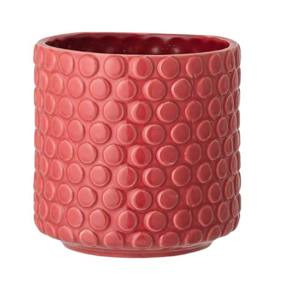 Nordring Ceramic Flower Pot Dotty - colorful Planter, Pot for plants, sukkulents Size M (12,5 cm ø) Dia 5'' H 5'', Stoneware, red