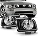 AKKON - For 2005 2006 2007 2008 2009 Ford Mustang OE Direct Replacement Black Headlights Lamp Left + Right