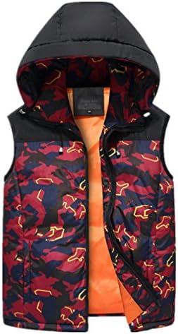 New Winter Vest Mens Fashion Camouflage Cotton Padded Waistcoat Dethable Sleeveless Jacket red 6XL