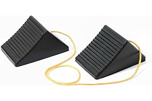 AFA TOOLING APPROVED FOR AUTOMOTIVE AFA Tooling Set of 2 Wheel Chocks with Rope | All Weather Rubber Tire Wedges | Quick Grip Ribbed Design and Tie Off Rope | Chock Block for Your Camper, Trailer, RV, Truck, Car or ATV