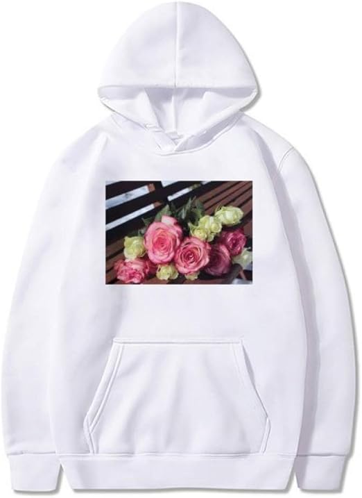 DIYthinker Moletom com capuz e estampa de flores brancas rosa lindo ...