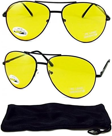 HD Aviator Sunglasses Driver Night Vision Driving Glasses Yellow Lens Anti Glare