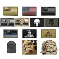 Bundle 10 Pieces US Flag Velcro Patch American Flag Punisher Velcro Patches Tactical Military Morale Patch Set