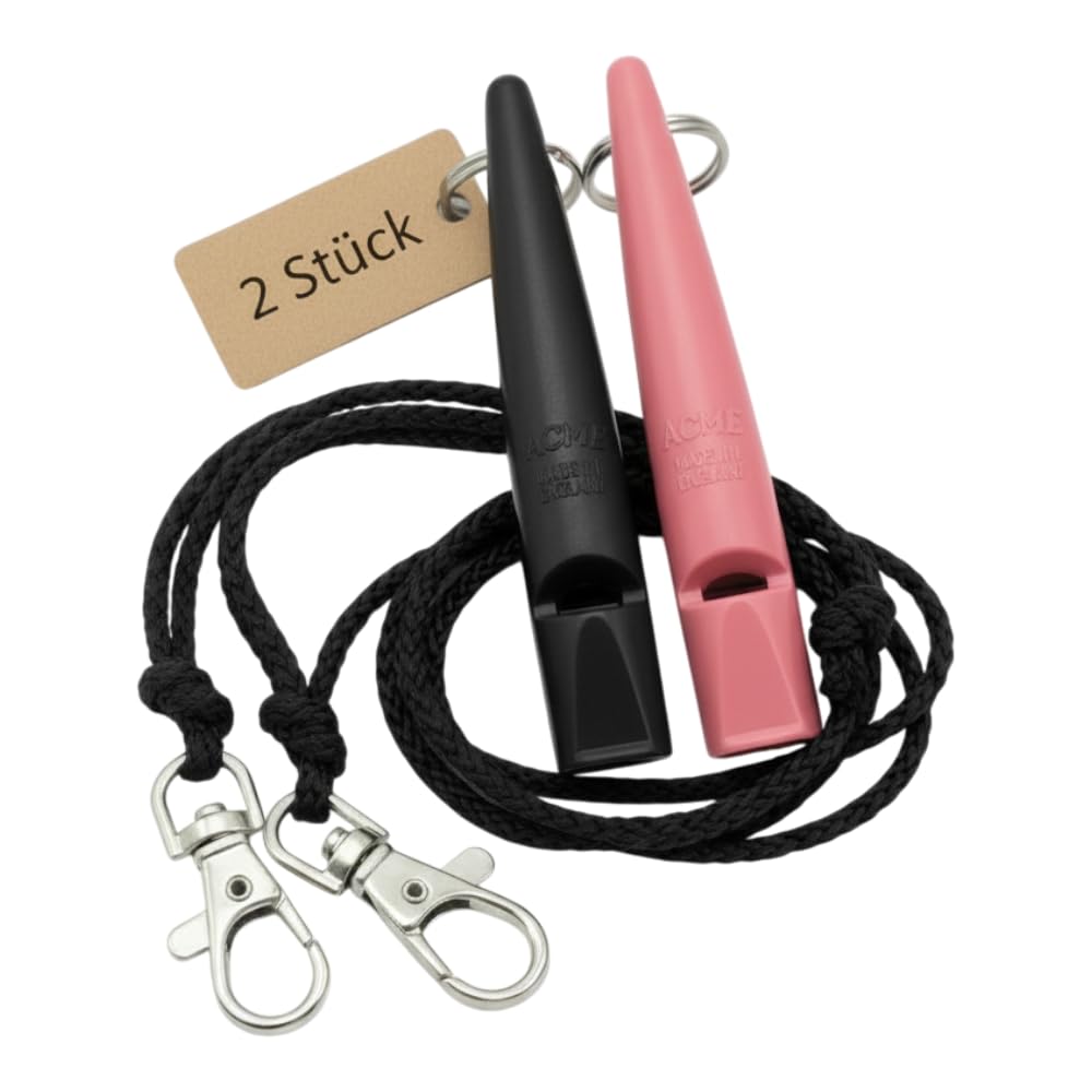 ACME Dog Whistle No. 210.5 with Whistle Band | Double Pack | 2 Whistles Including 2 Bands | Ideal for Recall - Loud and Far-reaching (Black + Honeysuckle)