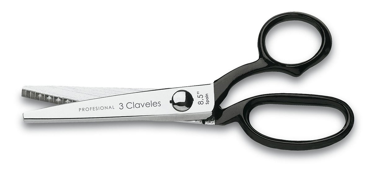 3 Claveles Zig Scissors, Carbon Steel, Black, 22 cm (8.5")