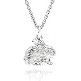 FLYINGTUTU Sterling Silver Tiny Bunny Rabbit Charm Necklace 18"