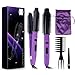 TEC.BEAN 4-in-1 Ceramic Hair Straightener Curling Iron with Heat Settings and 360° Swivel Cord, Purple