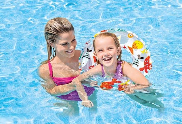 Intex Lively Print Swim Rings Pack of 3 - 20 Inch Kids Floaties, Assorted Dots & Circles for Pool, River, Lake Ages 3-6