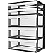 Sterilite 5 Drawer Wide Tower Black Frame Storage Organizer Cabinet Furniture Pack New Dorm Organization Garage Bedroom Room Clear Drawers Heavy-duty Plastic Storage Drawers
