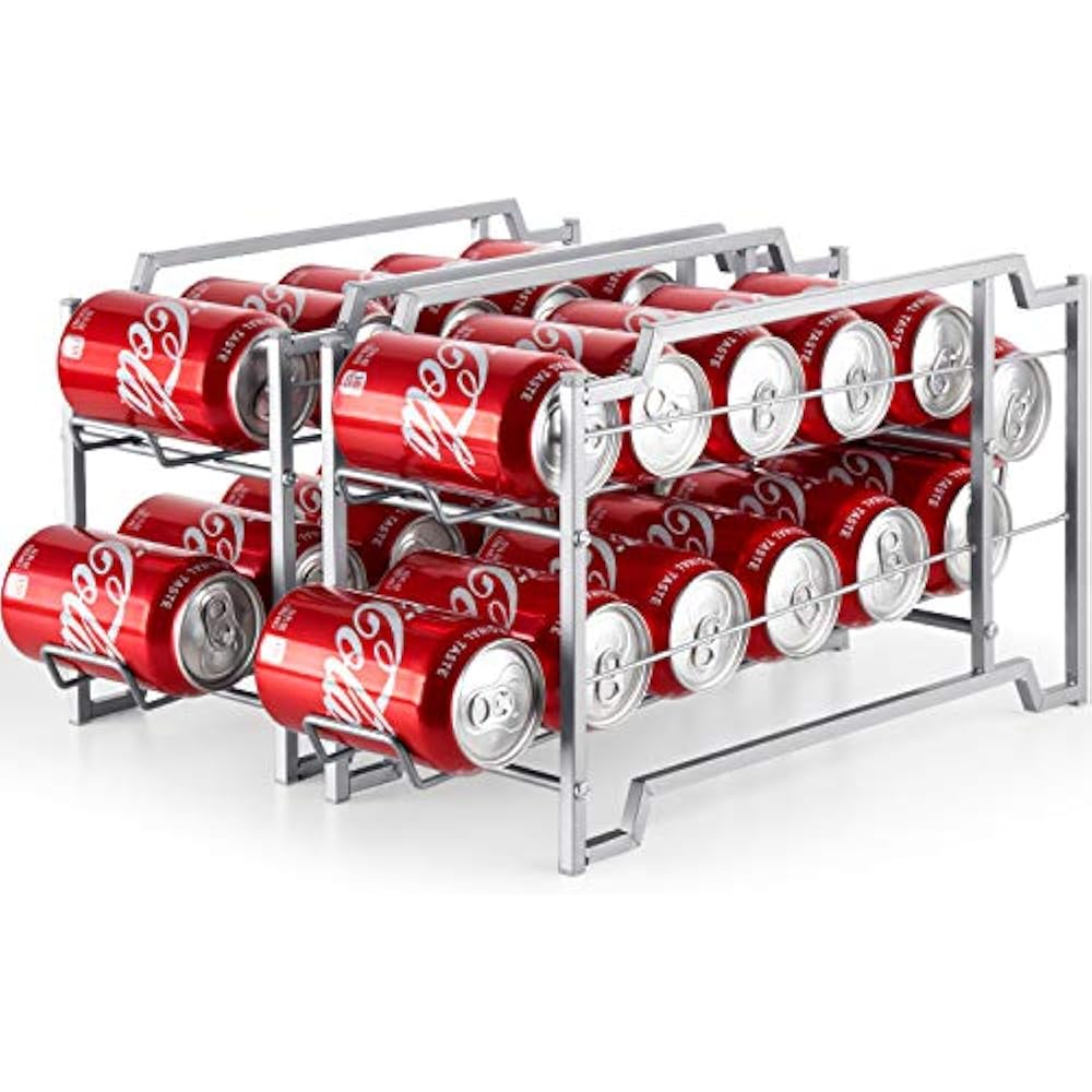Beverage Can Dispenser 2 Pack, Stackable Soda Rack Organizer