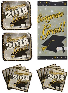 Graduation Party Kit 2018 Plates, Napkins,Tablecloth Graduation Supplies