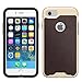 TORUBIA PU Leather Durable Shock Absorption Bumper with 2 Screen Protector for iPhone 7 - Dark Brown