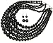 Fashion 21 Women's Five Multi-Strand Simulated Pearl Statement Necklace and Earrings Set (Black)