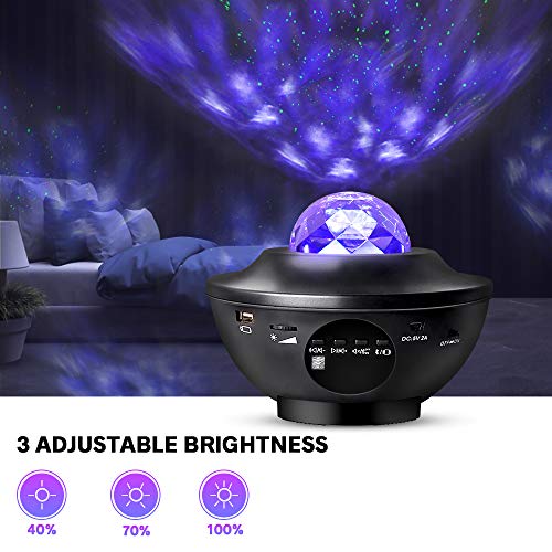 51m1u7 wWUL Night Light Projector with Remote Control, Eicaus 2 in 1 Star Projector with LED Nebula Cloud/Moving Ocean Wave Projector for Kid Baby, Built-in Music Speaker, Voice Control, Multifunctional (Black) - Image 4
