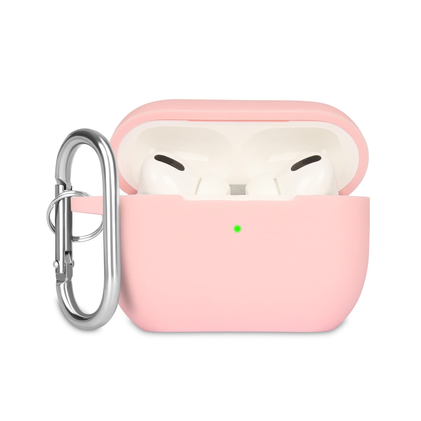 KOKOKA Case Cover Compatible with Airpods Pro, Soft Silicone Skin Case Cover Shock-Absorbing Protective Case for Airpods Pro 2019 with Carabiner, Front LED Visible, Pink