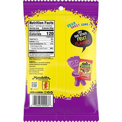 SOUR PATCH KIDS GRAPE SOFT & CHEWY CANDY, 8.02 OZ