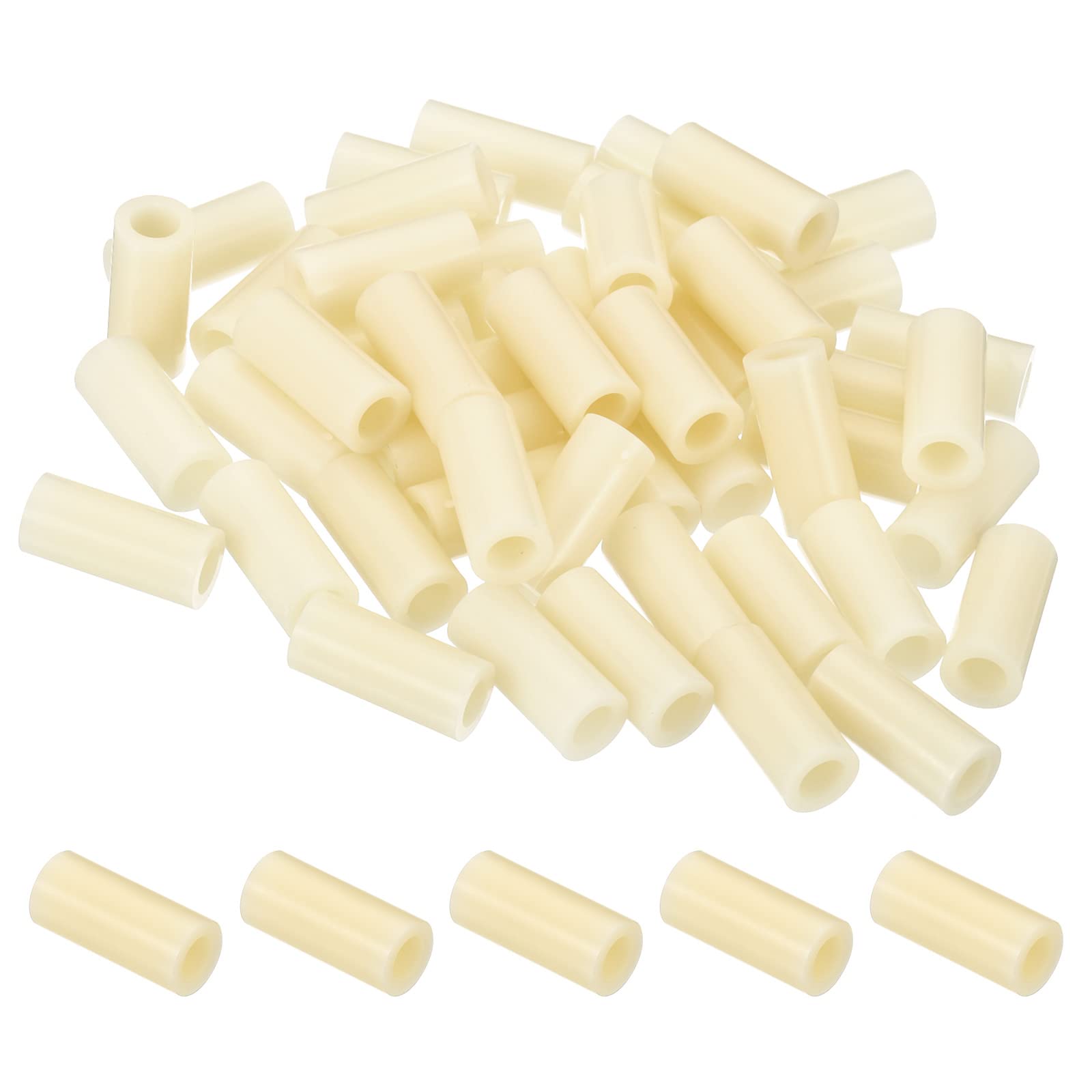 PATIKIL 5.2mm ID x 9mm OD x 20mm L Round Spacers Washers, 50 Pack ABS Plastic Standoff Gaskets for M5 Hardware Screws Bolts for 3D Printer Electrical Outlet, Beige