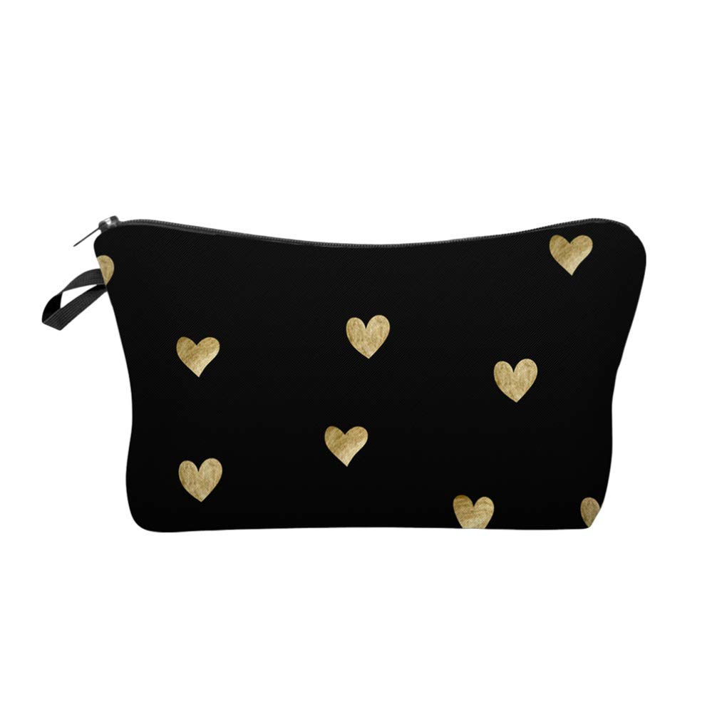 Lurrose Printed Cosmetic Bag Portable Makeup Bag Love Heart Pattern Lightweight Material for Outdoor Travel