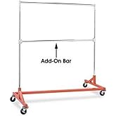 Only Hangers Commercial Grade Double Bar Rolling Z Rack with Nesting Orange Base