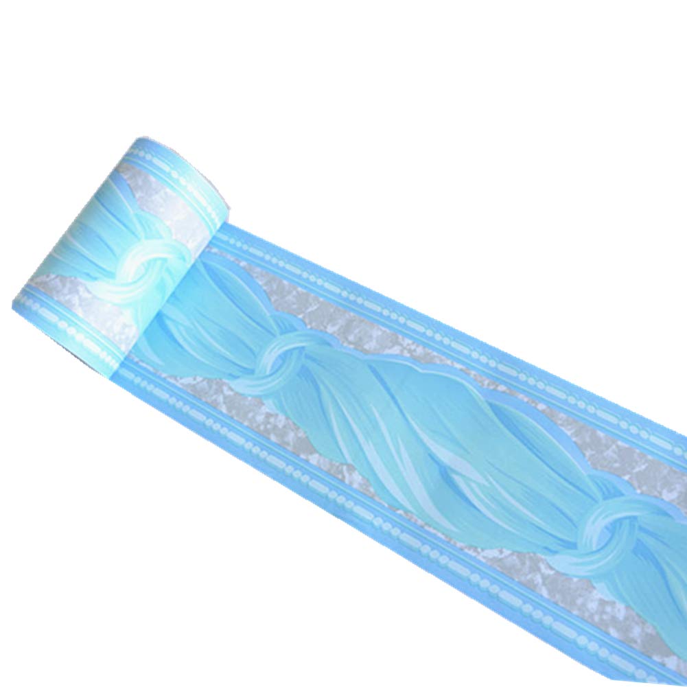 WDragon Self Adhesive Curtain Pattern Wallpaper Border Peel Stick Wall Decal Sticker Bathroom Kitchen Ceiling Border,Waterproof Removable Sky Blue 10cm by 10meters