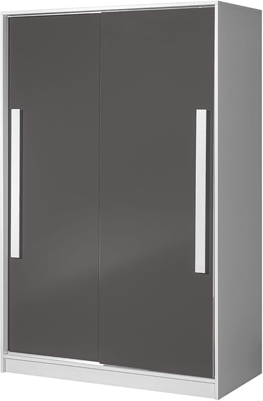Mirjan24 Schwebeturenschrank Guliver G12 Elegantes Kleiderschrank Mit Fronten In Hochglanz Kleiderstange Aluminium Gleitschienen Farbauswahl Schrank Fur Jugendzimmer Weiss Grau Hochglanz Amazon De Kuche Haushalt