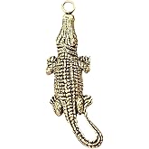 HOMSFOU Retro Mini Alligator Keychain Pendant Lightweight Brass Animal Charm for Keys Bags Accessories Vintage Decorative Keychain Hanging Ornament