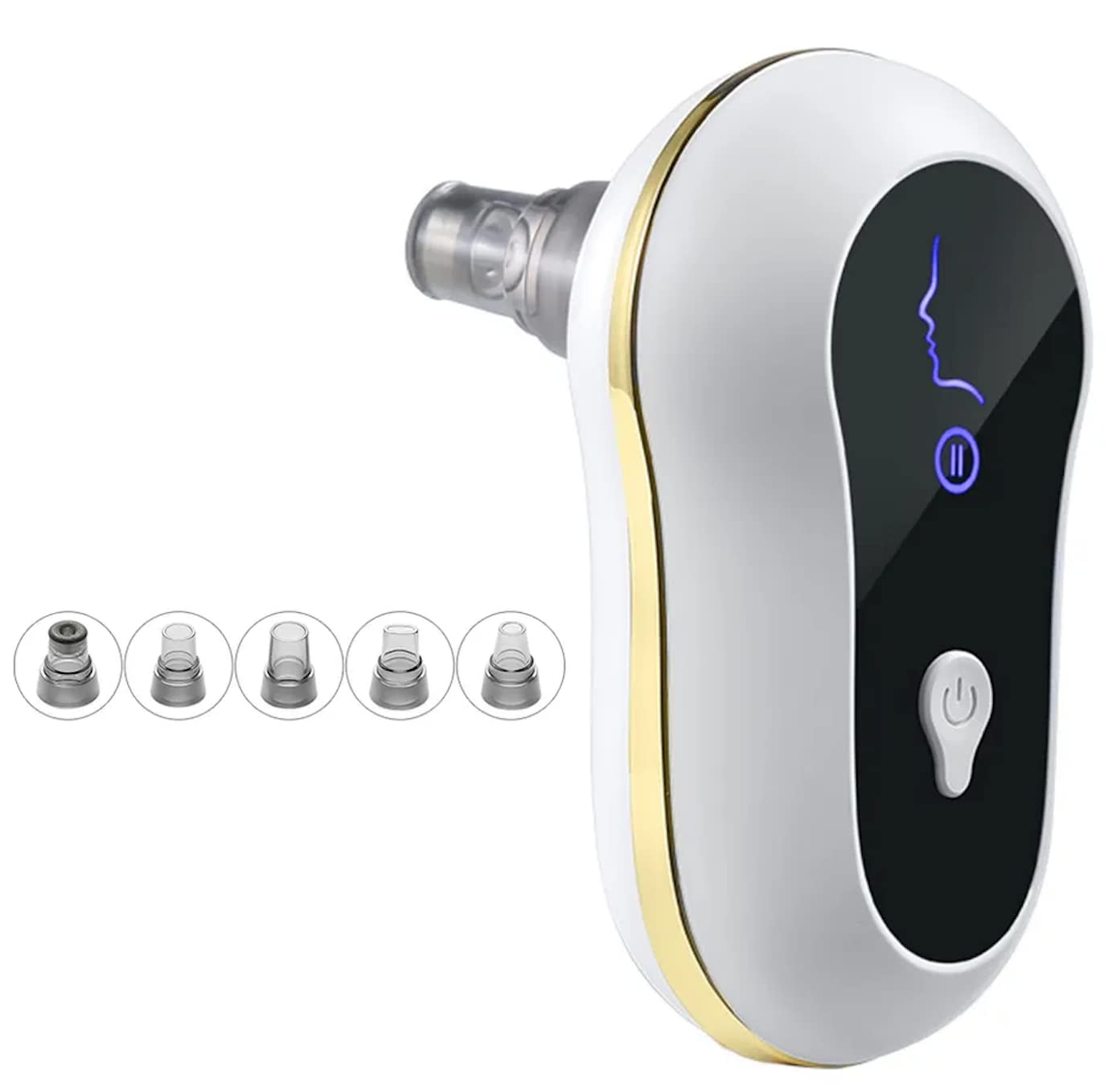 Blackhead Remover Vacuum - Portable Electric Rechargeable Pore Acne Vacuum with 3 Levels and 5 Suction Heads for Men and Women