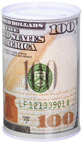 Chadamyi 100 Dollar Bill Tin Money Bank Note Metal Money Box 100$ Bill Dollar Moneybox, 5 7/8' Tall X 4' Metal Money Coin Bank, $100, Benjamin Franklin Coin Bank