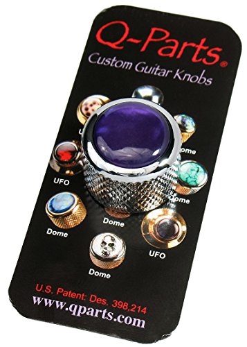 Q-Parts Dome Guitar Knob, Chrome with Acrylic Blue Pearl Inlay