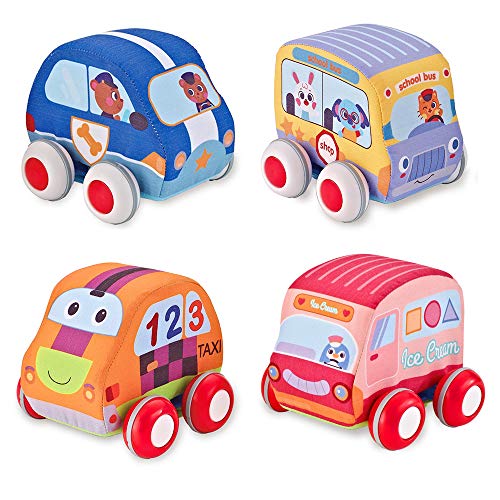 Buy Beebeerun Car Toys Gifts for Toddlers, Kids Pull-Back Vehicle Set - Soft Baby Toy Set with 4 Car...