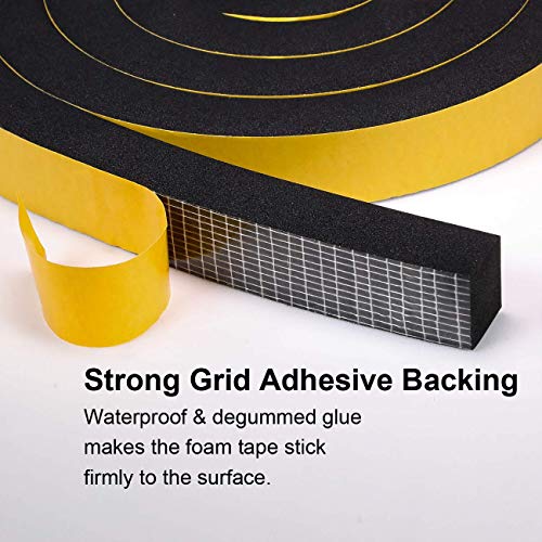 Fowong Foam Tape 2 Rolls, 1 Inch Wide X 3/4 Inch Thick, Adhesive Foam Weather Stripping for Air