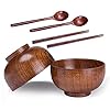 2 st houten kom, handgemaakte ambachten, salade kommen met houten lepels en eetstokjes, voor specerijen, dompel saus…
