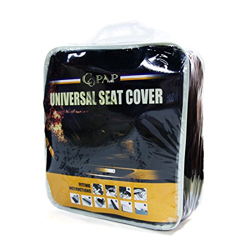 Copap 8pcs Car Seat Covers Black & Gray Universal Fit for Trucks, SUVS & Vans w/Storage Bag Airbag Compatible Detachable Headrest