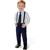 Yilaku Baby Boy Clothes Suit Toddler Birthday Outfit Sets Baby Boy Dress Shirts with Tie+Suspender Pants 1-7 Years