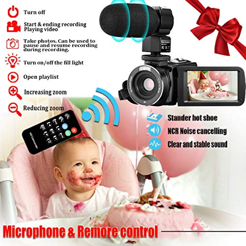 Ultra Video Camera Camcorder For Vlogging KENUO FHD 1080P 26MP 30FPS WIFI IR Night Vision Digital Cameras Webcam for For Youtube, 3.0 Inch IPS Touch Screen Camcorder Recorder with Microphone,Lens Hood
