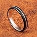 TUSEN JEWELRY 4mm Black Tungsten Ring Rose Gold Plated Groove Brushed Flat Edge Wedding Band for Woman