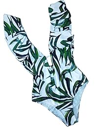 Traje de baño de una pieza para dama Sporlike Traje de baño con volantes con cuello en V Monokini acolchado