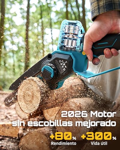 SEESII 6 & 8 Inch Chainsaw Battery, 1000W Brushless, Mini Chainsaw with 2*4000mAh Battery, Electric Saw for Pruning with Automatic Lubrication, Chainsaws Small Trees and Cutting Wood