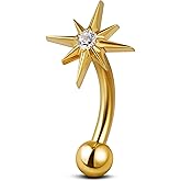 FINE4U 1PC Rook Piercing Jewelry 16g 8mm 6mm - ASTM F136 Titanium Rook Earrings, Curved Barbell Body Jewelry