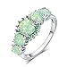 CiNily Silver Plated Green Opal Emerald Gemstone Ring Size 5 Jewelry Gift for Women