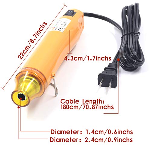 New Heat Gun,mofa Hot Air Gun Tools Shrink Gun with Stand For DIY Embossing And Drying Paint Multi-Purpose Electric Heating Nozzle 300W 110V (Yellow,Yellow)